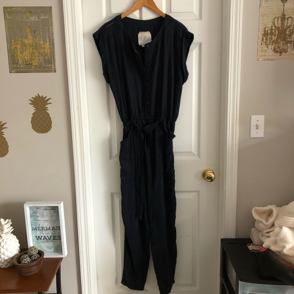 Anthropologie Hei Hei Navy Chambray Jumpsuit - Picture 2 of 8